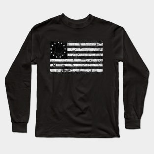 US Flag 1776, Black and White Long Sleeve T-Shirt